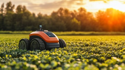 Autonomous robot in a sunlit field