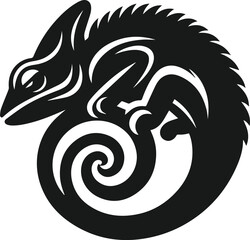 black and white chameleon coiled © MstSumi