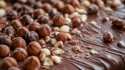 Delicious Chocolate Bark with Assorted Nuts Close-up Sweet Indulgence