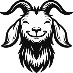 Fototapeta premium Smile Goat Head Icon Vector