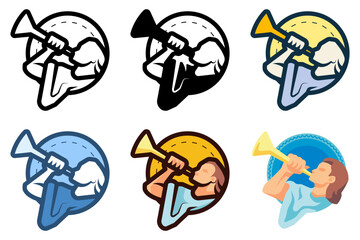 mormon faith symbol with angel moroni blowing trumpet icon vector illustration