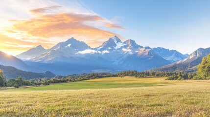 Fototapeta premium Majestic Sunrise Mountain Panorama Golden Hour Landscape Photography