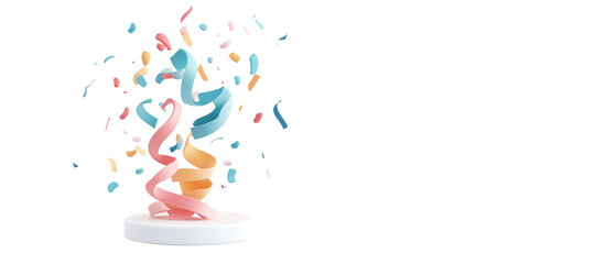 Fototapeta premium Colorful confetti falling on a white background for a celebration.