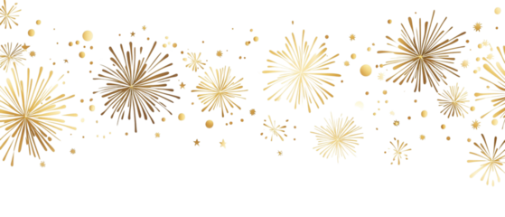 Image of a simple golden firework border pattern, isolated on a white background.
