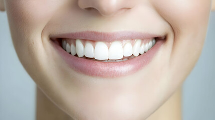 Fototapeta premium Close Up Smiling Woman With Perfect White Teeth