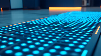 Fototapeta premium Illuminated digital pathway modern tech hub photography in urban environments