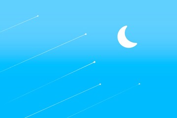 Moon And Blue Sky Cartoon illustration Background