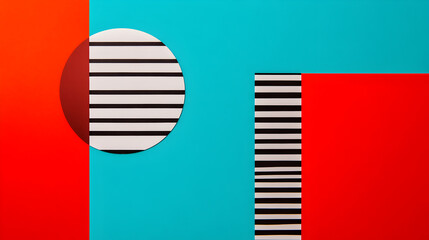 Dynamic geometric shapes abstract art studio setting colorful composition