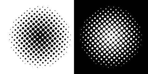 Set of backgrounds made of black and white halftone dots.