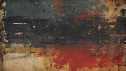 Obraz premium Weathered and cracked surface showing layers of paint and time