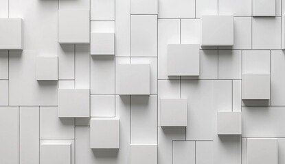 Obraz premium Abstract geometric pattern of white cubes. Interlocking squares create a 3D effect. Modern and minimalist design