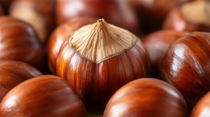 Obraz premium A Close Up View of Many Hazelnuts Brown Nuts in a Pile