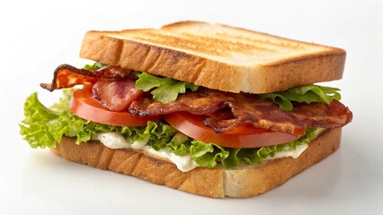 Classic BLT sandwich with toasted bread, crispy bacon, fresh lettuce, and ripe tomatoes for a delicious meal