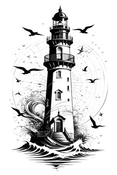 lighthouse on a white background