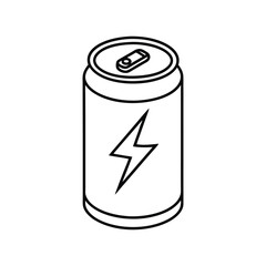 Line art design vector illustration of an energy drink can with a lightning bolt icon on the label.eps