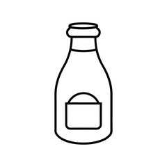 Line art design vector illustration of a vintage milk bottle with a narrow neck and a round body.eps
