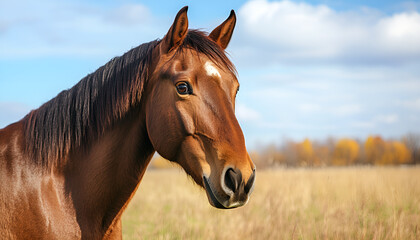 Naklejka premium Portrait of a curious Quarter horse mare