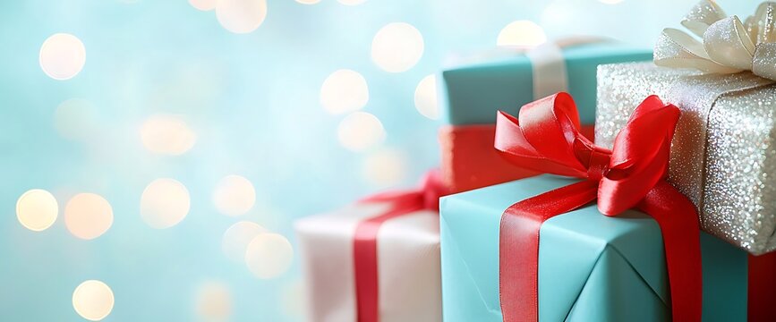 Gift Presents Wrapped Pastel Ribbons Holiday Festive Celebration