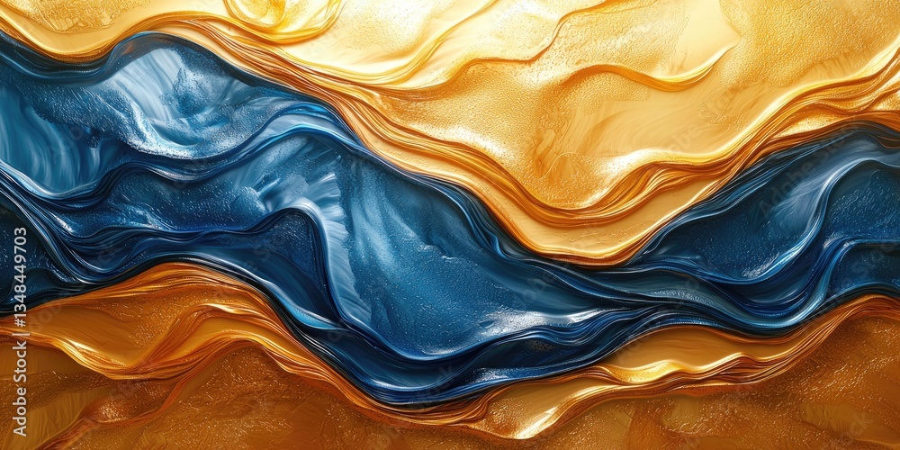 Aufkleber An abstract image featuring resin art with fluid and glossy patterns that merge and flow across the canvas, incorporating rich, vibrant colors and textures to produce a s