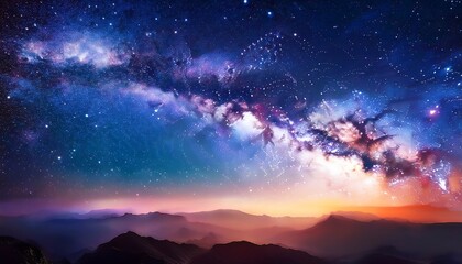 Naklejka premium cosmic background with starry sky and colorful nebula