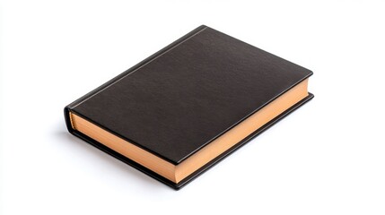 Elegant Black Paperback Book with Golden Edges on White Background