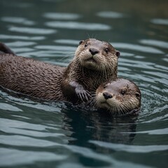 Obraz premium otter in the water