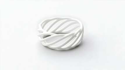 Naklejka premium White Woven Ring on White Surface Artistic Design Object Isolated in Studio