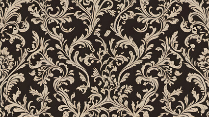 Dark brown vintage seamless floral pattern creating an elegant wallpaper