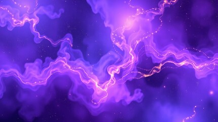 4K cosmic nebula background. Swirling purple, blue, gold clouds