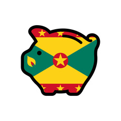 Flag of Grenada, piggy bank icon, vector symbol.