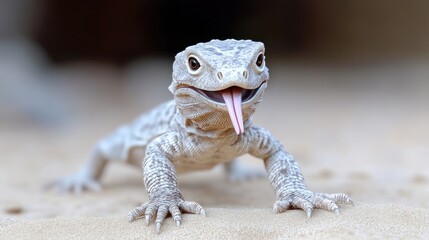 Cute lizard with outstretched tongue