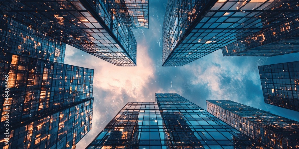 Aufkleber a detailed view of a cutting-edge building with robotic integration, smart technology, and sleek, hi