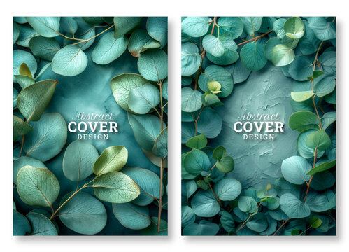 Green leaves art Brochure cover template design, Luxury invitation card background, green nature texture, leaves art, Hand drawn texture design, invitation, abstract background