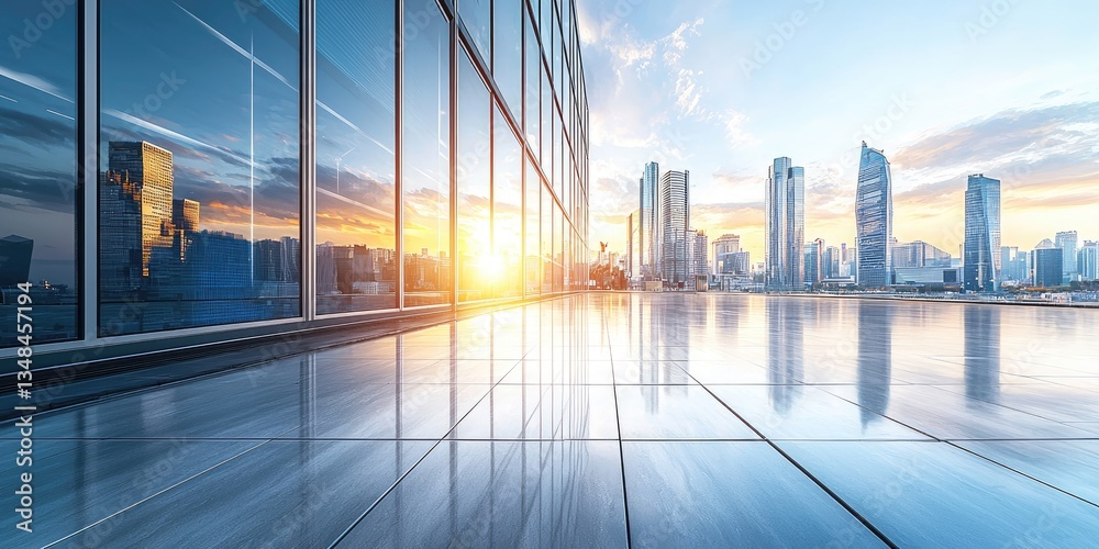 Poster cutting-edge architecture in a futuristic city, showcasing robotic construction, advanced ai, and a 