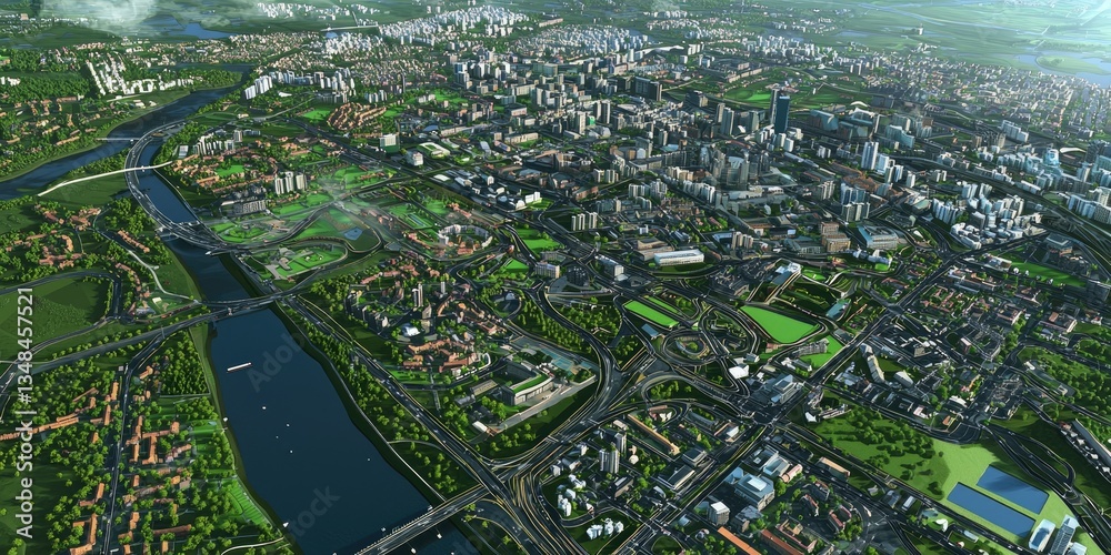 Poster A modern city planning interface with tech-driven controls, interactive urban layouts, and live data monitoring tools.