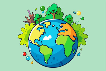 Happy Earth Day Concept  Earth with green trees