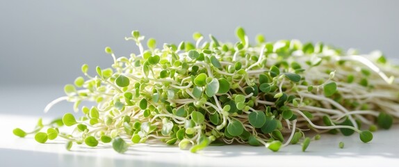 Obraz premium Alfalfa Sprouts - Healthy Organic Food with Fiber for Vegetarian Diet.