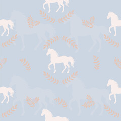 Blue horse pattern fabric