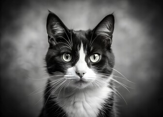 Obraz premium black and white cat portrait