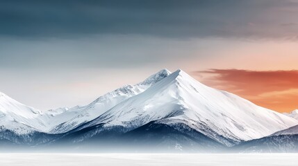 Majestic Snow Capped Mountains at Sunset  Winter Landscape Photography