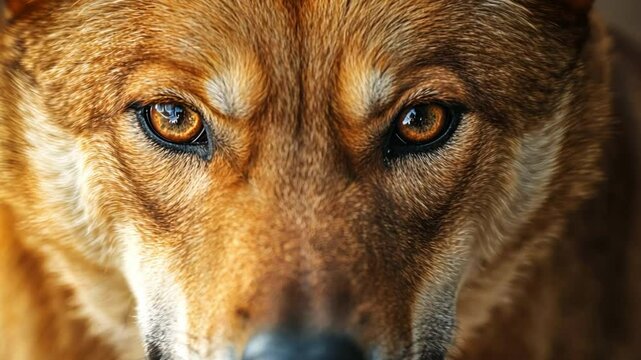 Intense Gaze of a Dingo: The striking portrait of a dingo captures its intelligent and captivating eyes, with a close-up shot accentuating the wildness of its natural habitat.