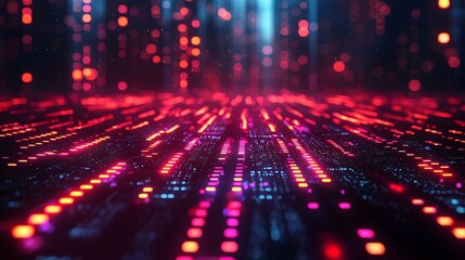 Dynamic market scene with flowing data visualizations