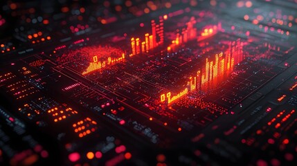 Fototapeta premium A glowing global trade route displayed on a digital dashboard showcasing the interconnectedness of international markets