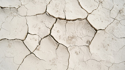 Fototapeta premium Cracked earth surface with detailed texture, highlighting dry and arid conditions. image captures natural patterns formed by cracks, emphasizing environmental impact