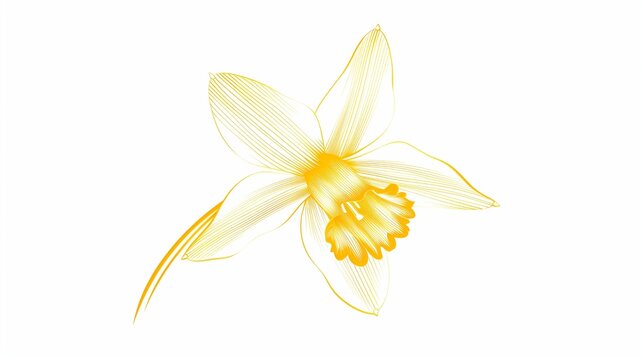 A daffodil icon with long, pointed petals and a trumpet-shaped center, neatly outlined on a white background.