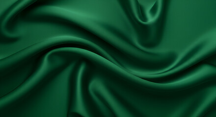 Fototapeta premium A high-resolution, luxurious emerald green fabric texture with soft folds and smooth lighting
