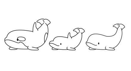 Orca Dolphin Beluga Cartoon Minimal Doodle Cute Character