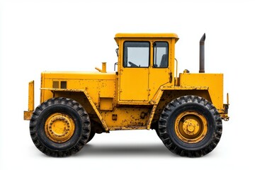 Naklejka premium Heavy Yellow Construction Vehicle Articulated Tractor for Earthmoving and Industrial Work Site