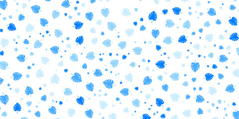 Light blue vector seamless scribble pattern with leaf-shaped pattern. Illustration with scribbles on abstract template. Design for textile, fabric, wallpaper.