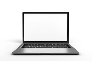 Modern Portable Computer Mockup Laptop Pc Isolated on White Background Copy Space Frontal View